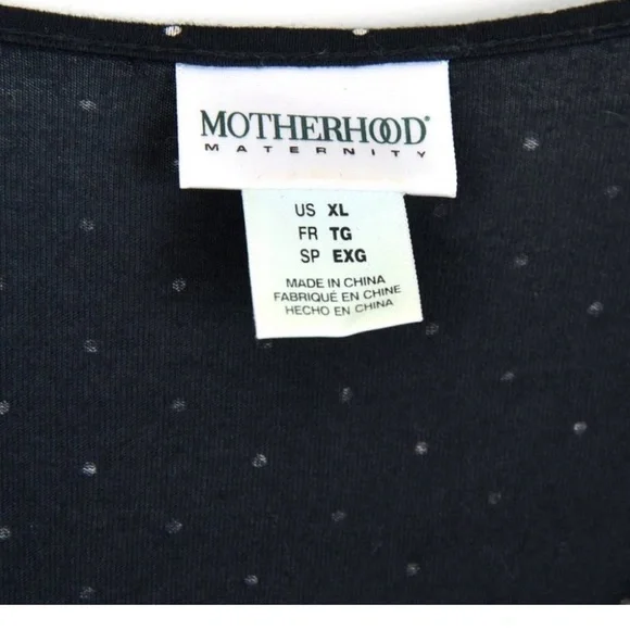 Motherhood Maternity Black Long Sleeve Polka Dot Tie Wrap Midi Dress Sz XL - Picture 2 of 3